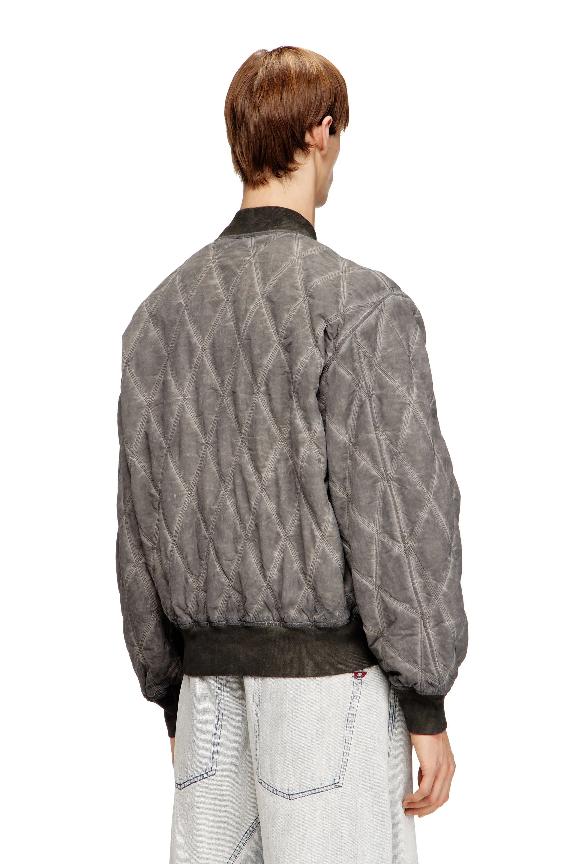 Padded argyle-quilted bomber jacket