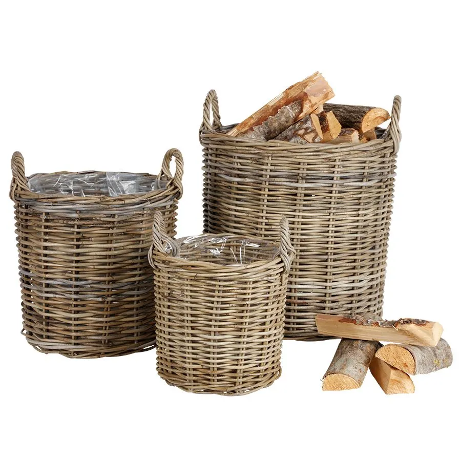 Weidenkörbe Rund Natural-Grey 3er-Set