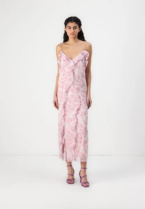 VIARIVA FRILL STRAP MIDI DRESS - Ballkjole - cloud dancer
