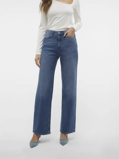 Wide-fit VMTESSA High rise Wide Leg Fit - Wide leg - medium blue denim