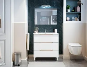Mueble de baño con lavabo Lea blanco brillante 80x45 cm