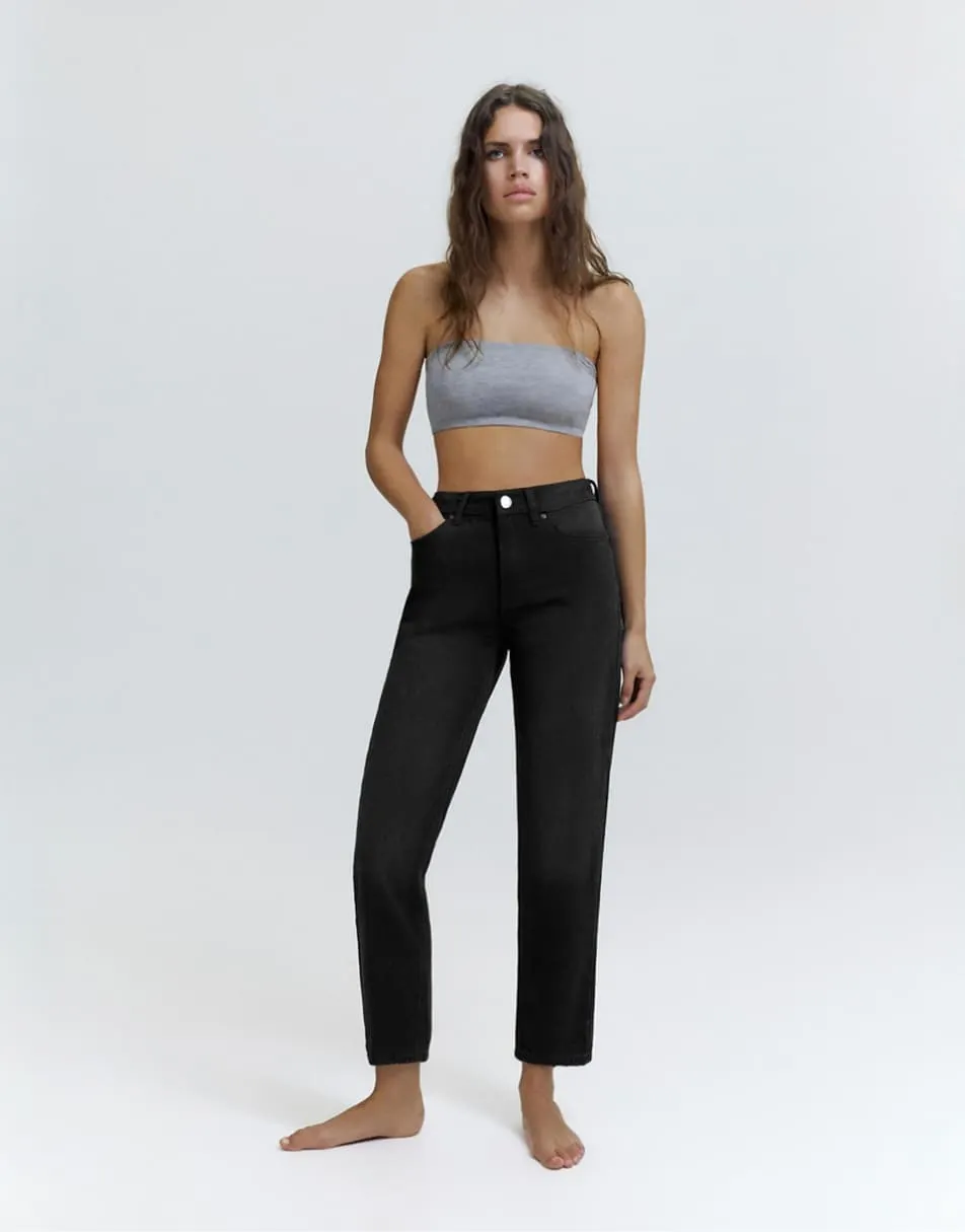 Pull&Bear high waist mom jeans in black