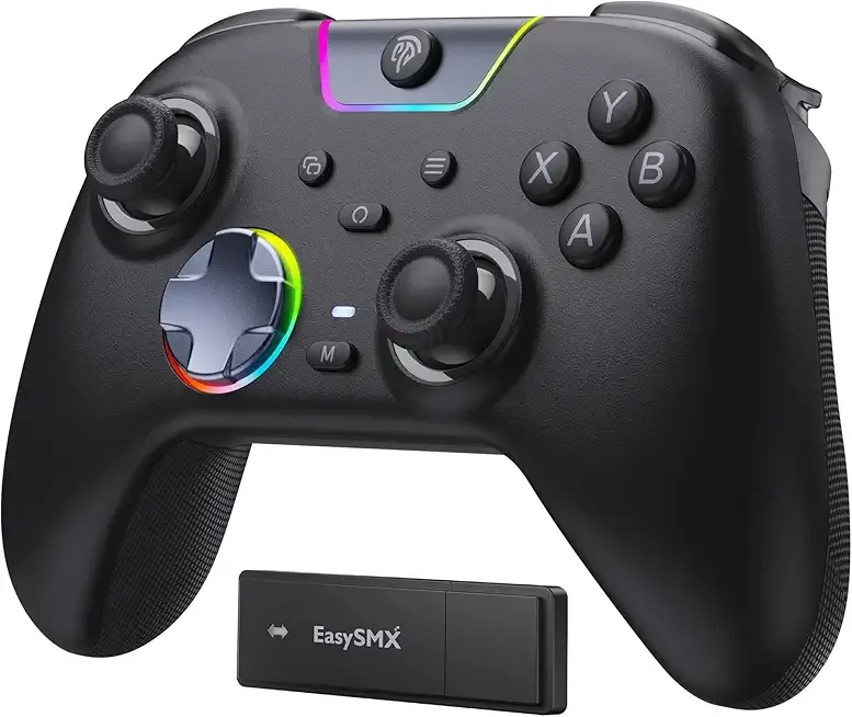 EasySMX X05Pro Wireless PC Controller – Quiet-Press Buttons, 2-Stage Impulse Triggers, 2 Programmable Buttons, Hall Joysticks, 1000mAh Battery, 1000Hz Polling Gaming Controller for PC/Switch/Android/iOS
