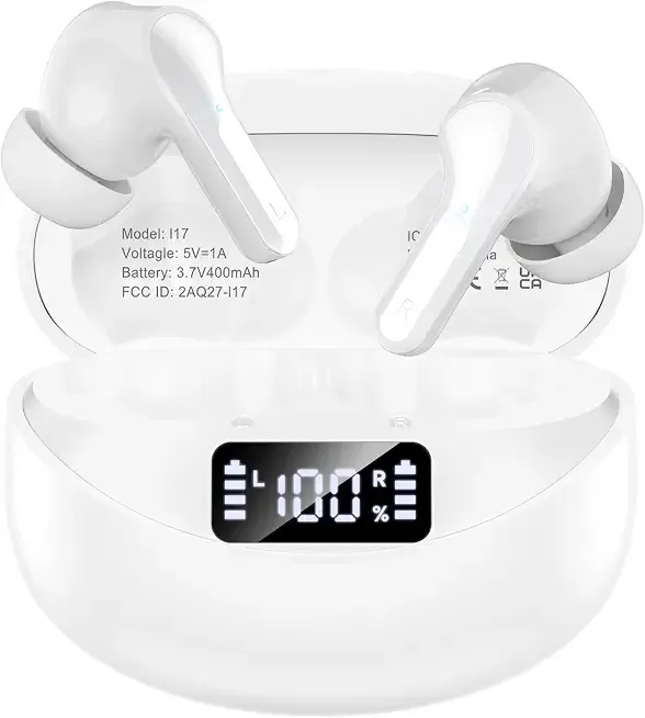 Wireless Earbuds, Bluetooth 5.4 Headphones HIFI Stereo/Crystal clear, White
