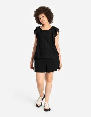 Pantaloncini - Miscela di materiali - Nero