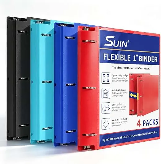 SUIN 1-inch 3 Ring Binders with Pocket…