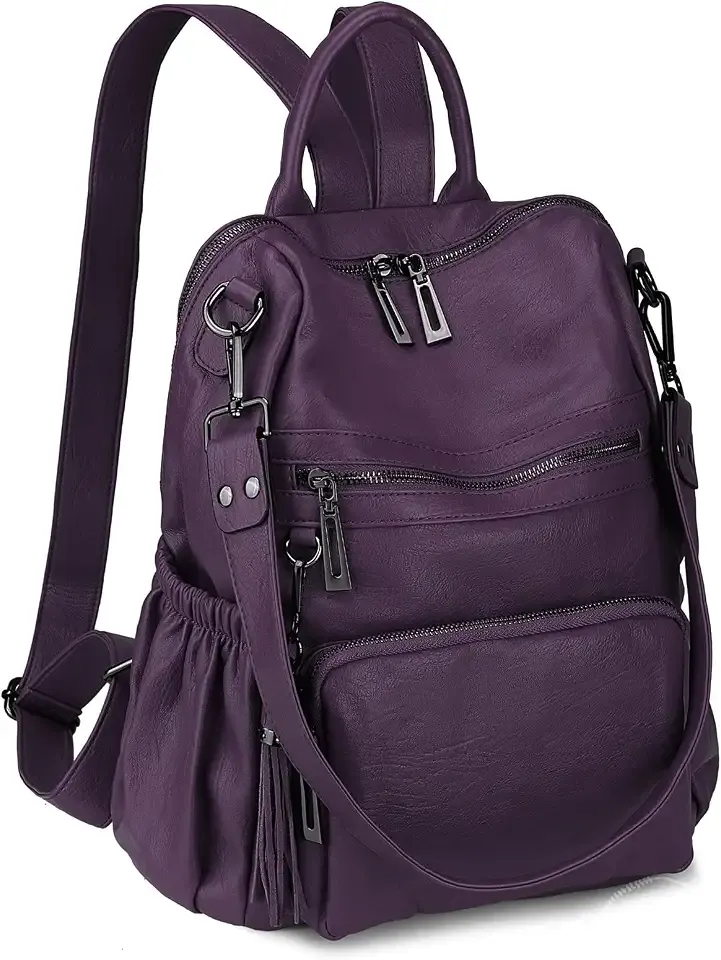 Travel Backpack Purse for Women Vegan Leather Ladies Fashion Tassel Shoulder Bag Convertible