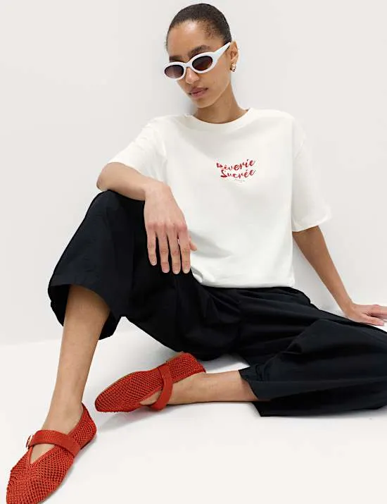 Pure Cotton Floral Oversized Graphic T-Shirt