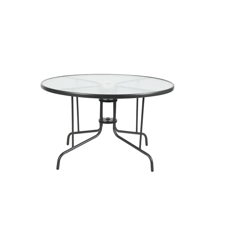 Mesa Redonda Metal y Vidrio 120 cm