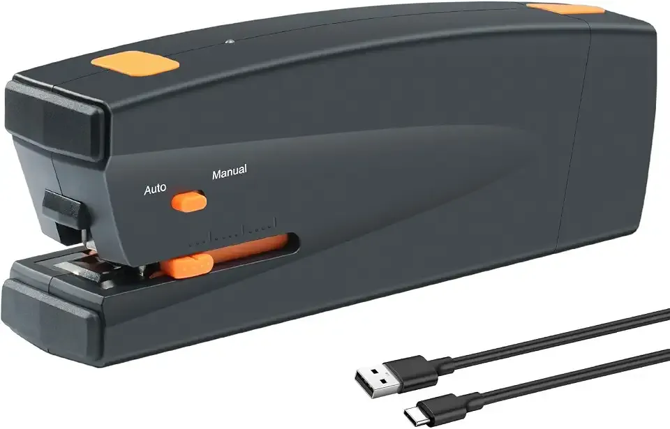 Rechargeable Electric Automatic Stapler, 25 Sheet Capacity, Dual Mode,Black