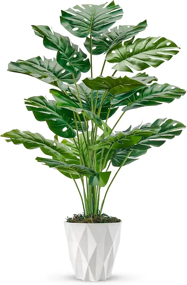 Der Rose 28" Tall Fake Plants Large Artificial Monstera Faux Potted Plants Indoor with White Pot for Home Office Living Room Decor