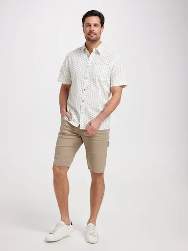 Just Jeans Short Sleeve Linen Blend Print Shirt