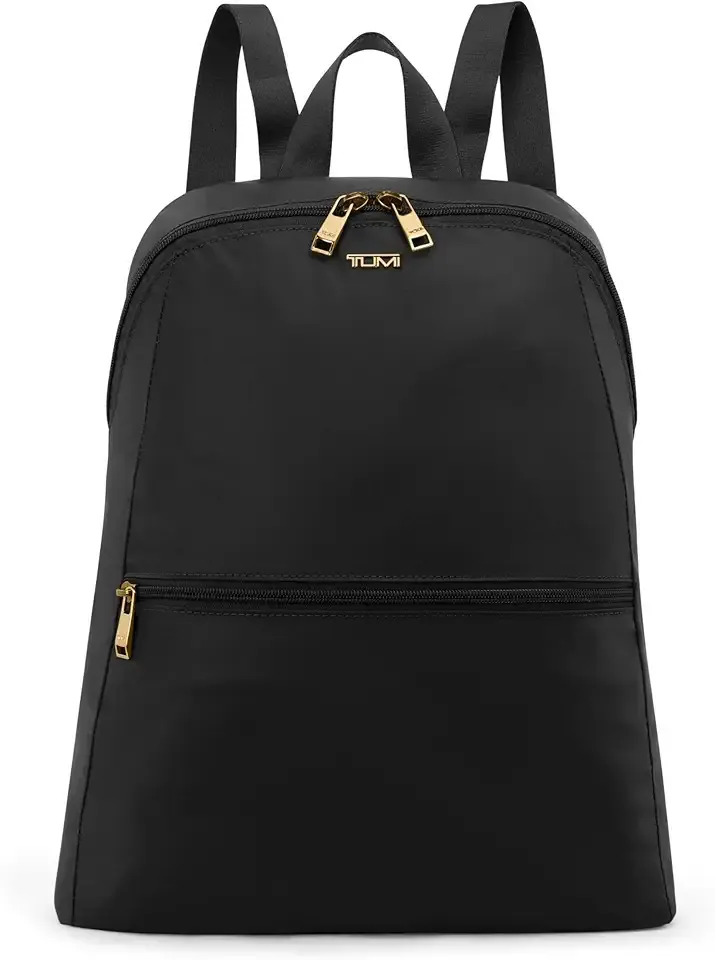 Just In Case Foldable Backpack - Lightweight, Compact Travel Backpack - For One Bag Travel - 15.5" X 12.3" X 4.5" - Black with Gold Hardware