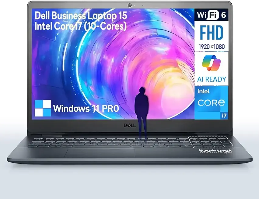 Inspiron 15 3000 Laptop Computer, 15.6" FHD Business Laptop, Intel Core i7 (10-Cores) | Windows 11 Pro | 64GB RAM 2TB SSD | 10-Key Number Pad | Wi-Fi 6
