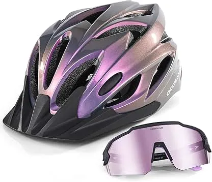 Odoland Adult Bike Helmet with Cycling Sunglasses Set for Men & Women | Safety Certified Bicycle Helmet, UV Protection Glasses, Adjustable Dial for Mountain, Urban, Skating, Road, City Commuting Odoland Adult Bike Helmet with Cycling Sunglasses Set for M…