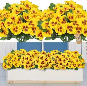 10 Flores Artificiales para Exterior Resistentes a los Rayos UV - Flores Falsas/Plástico para Porche, Jardín y Alféizar | Decoración de Exteriores