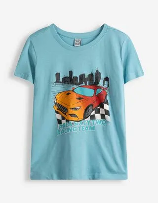 T-shirt - Stampa frontale - Azzurro