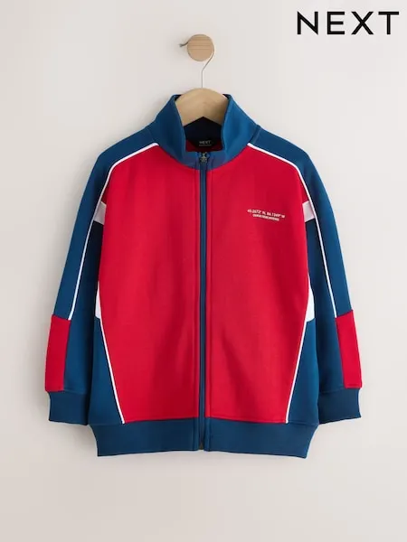 Red Panelled Sports Zip Through Jacket (3-16yrs)