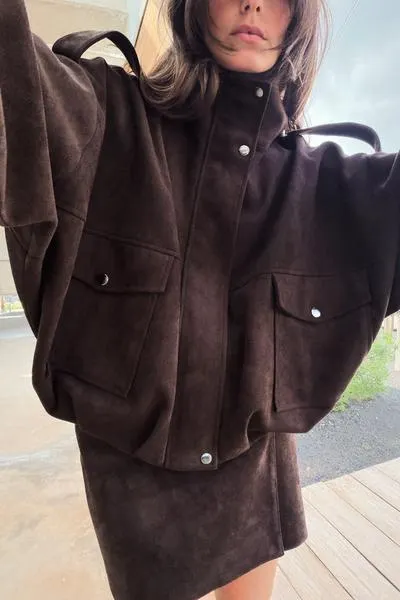 FAUX SUEDE JACKET WITH TABS
