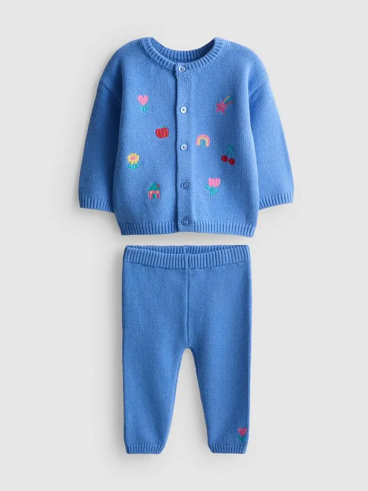 0–18 mois | Gilet et legging brodés en coton nouveau-né