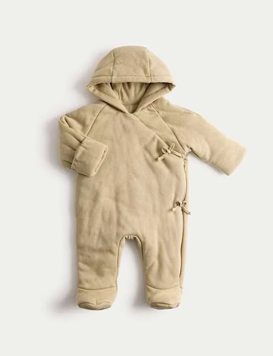 Cotton Rich Hooded Wrap Pramsuit (0-12 Mths)