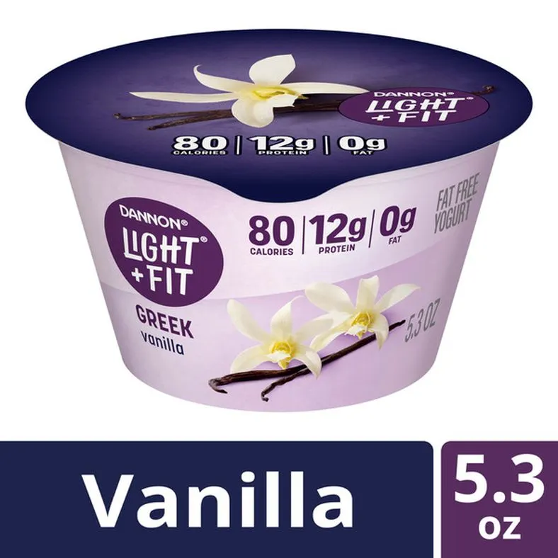 Dannon Light + Fit Dannon Light + Fit Vanilla Greek Fat Free Yogurt, Creamy and Delicious Gluten Free Yogurt, 5.3 oz Cup