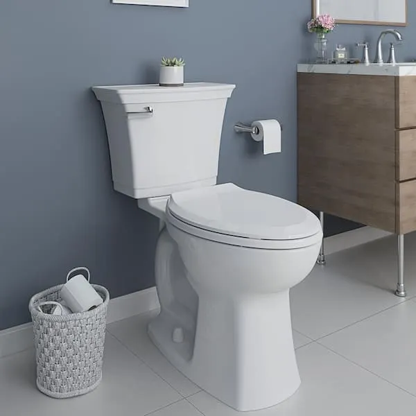American Standard Rumson 2-Piece 1.28 GPF Single Flush Elongated Toilet in White Seat is Included
