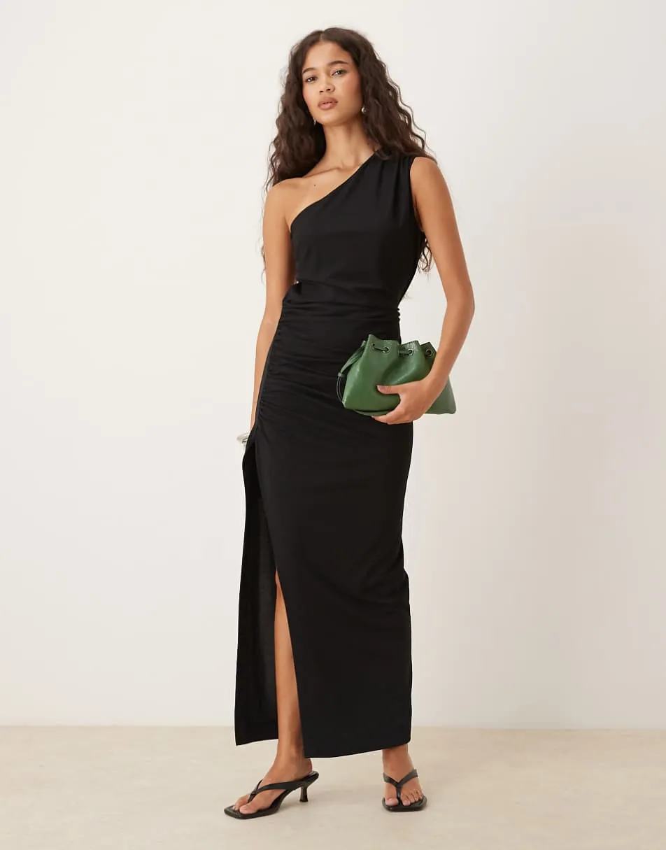 ASOS DESIGN ruched maxi dress in black