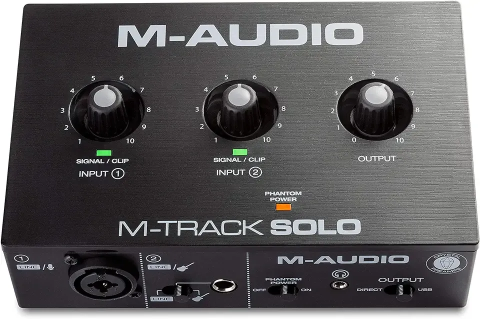 M-AUDIO M-Track Solo USB Audio Interface for Recording, Streaming and Podcasting with XLR, Line and DI Inputs, Plus a Software Suite Included