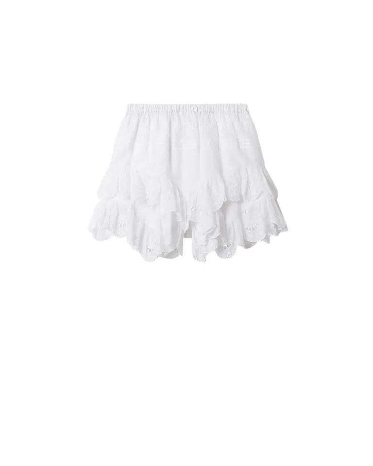 Jocadia Cotton And Floral Lace Shorts - Hvit