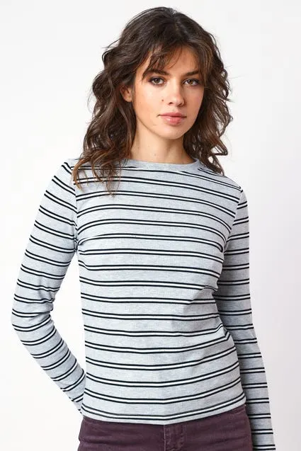 Top rib dubbele streep met lange mouwen