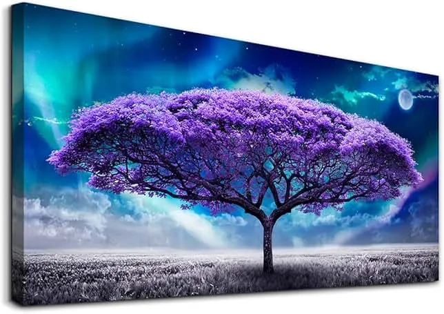 Lapremoly Purple Wall Canvas art For Living Room Bedroom Pictures Wall Decor Abstract Tree Large Art Wall Decor Nature Artwork Canvas Prints Colorful Office Paintings Decor Modern Room Decorations