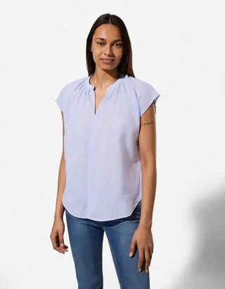 Maglia blusata - Righe - Azzurro