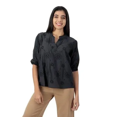 Blusa Mxstaza Mujer Escote En V Con Bordados