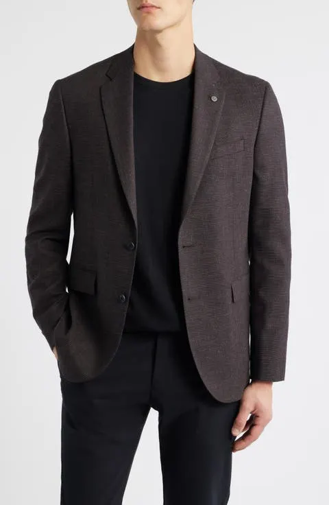 Ross Slim Fit Brown Micro Houndstooth Sport Coat