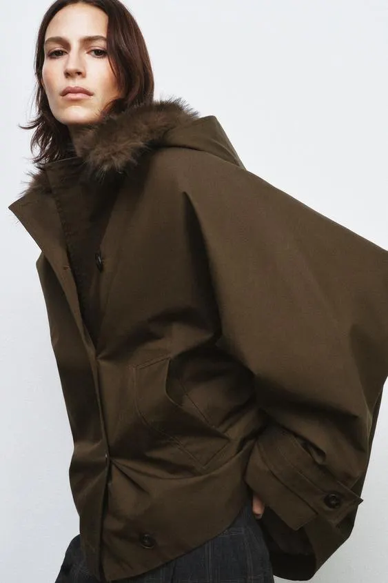 ZW COLLECTION FAUX SHEEPSKIN COLLAR PARKA