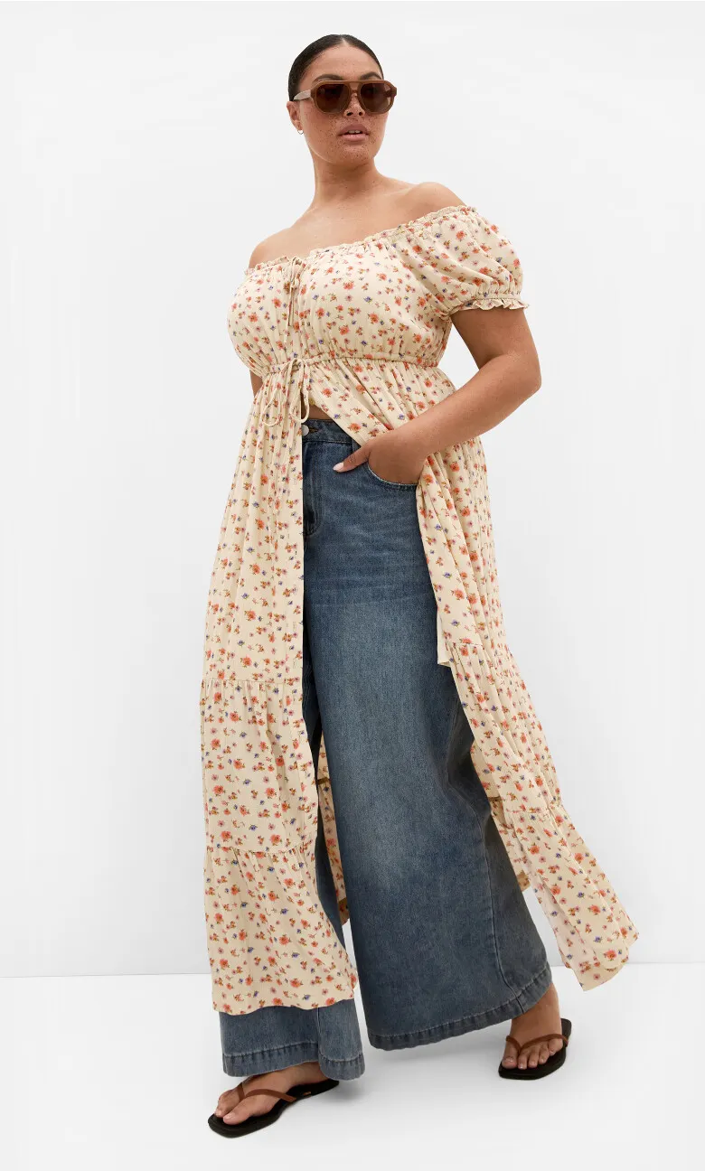 Dream Print Tiered Maxi Dress - butter
