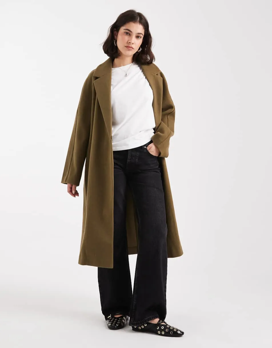 ASOS DESIGN chuck on overcoat in olive