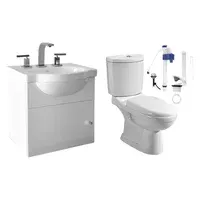 Combo Vanitory colgante Venecia con mesada + Kit inodoro largo New Asis dual con deposito y asiento