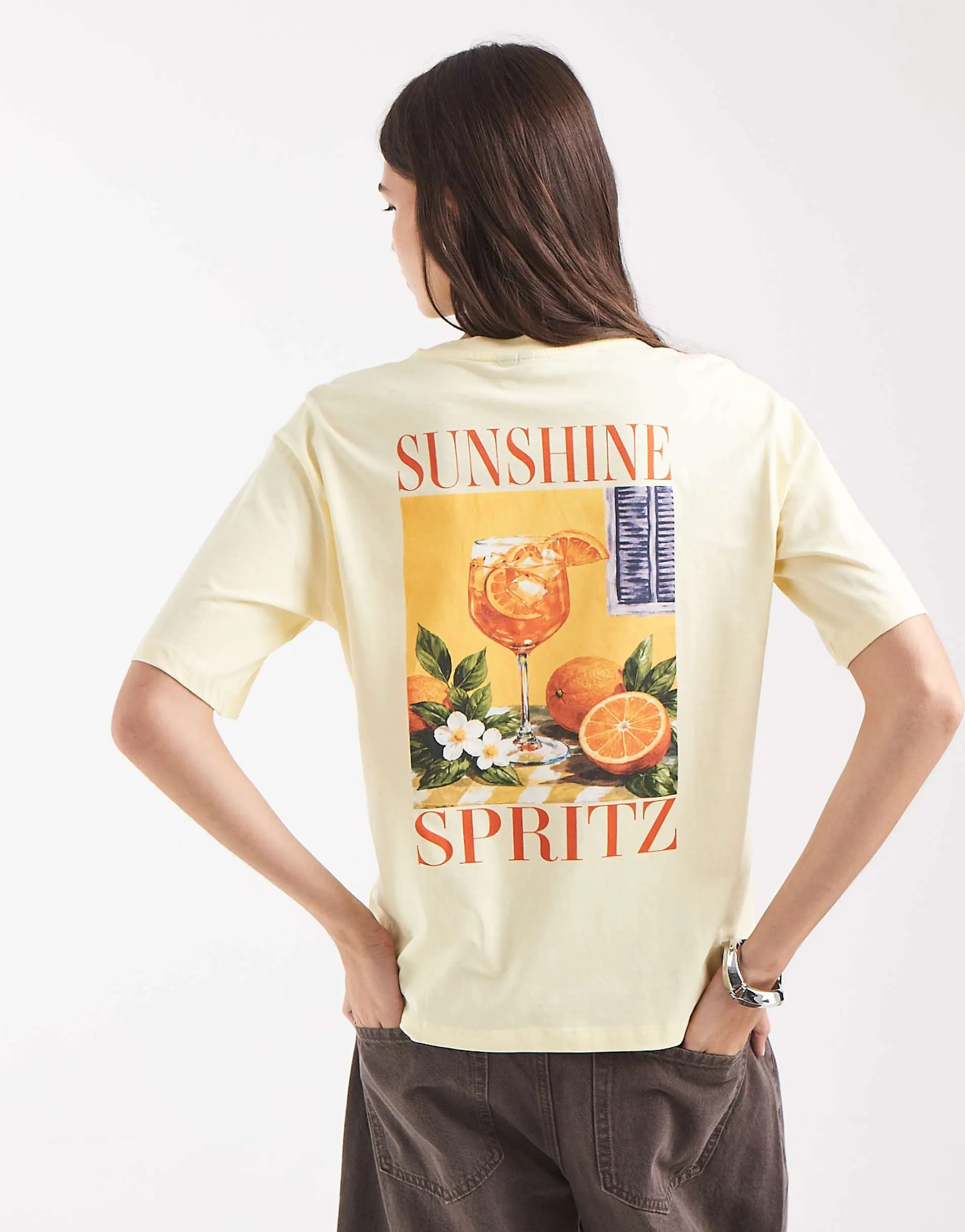 Vero Moda sunshine sprtiz graphic t-shirt in yellow