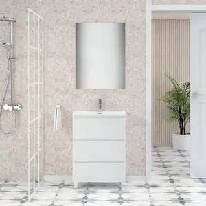 Mueble de baño con lavabo y espejo Pat seda 60x84x46 cm