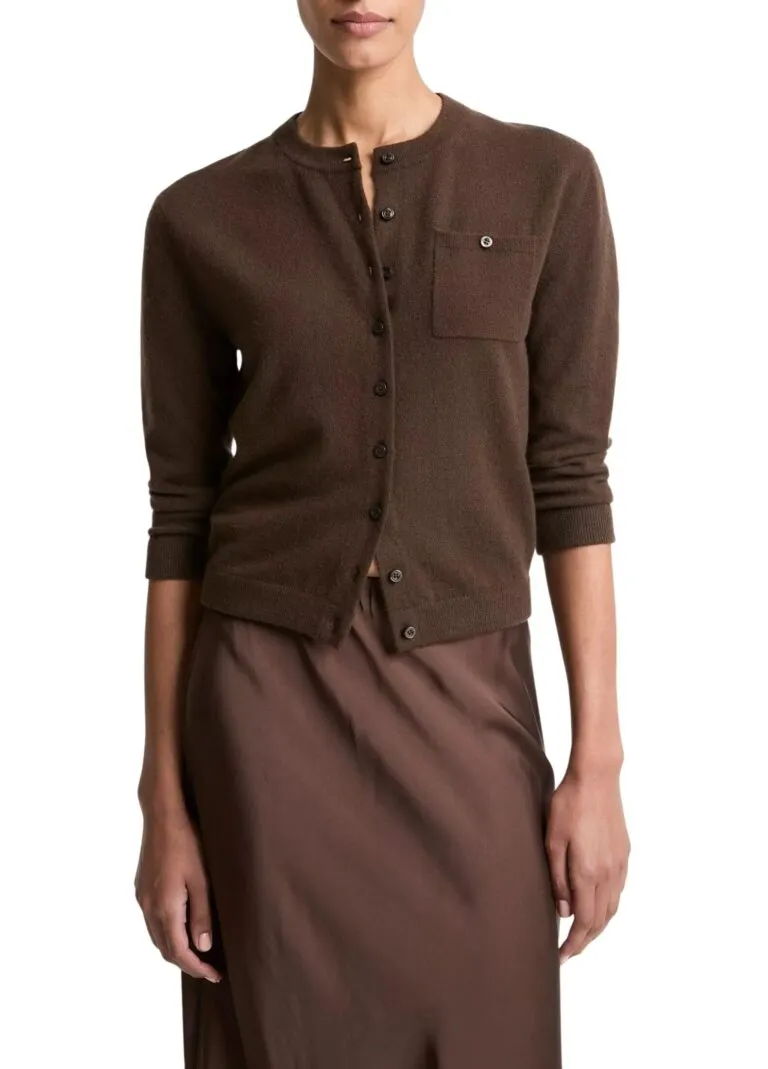 Wool & Cashmere-Blend Pocket Cardigan - Brun
