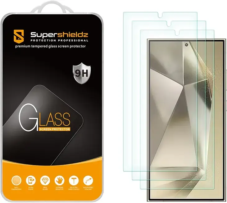 Supershieldz (3 Pack) Designed for Samsung (Galaxy S24 Ultra) Tempered Glass Screen Protector, Anti Scratch, Bubble Free