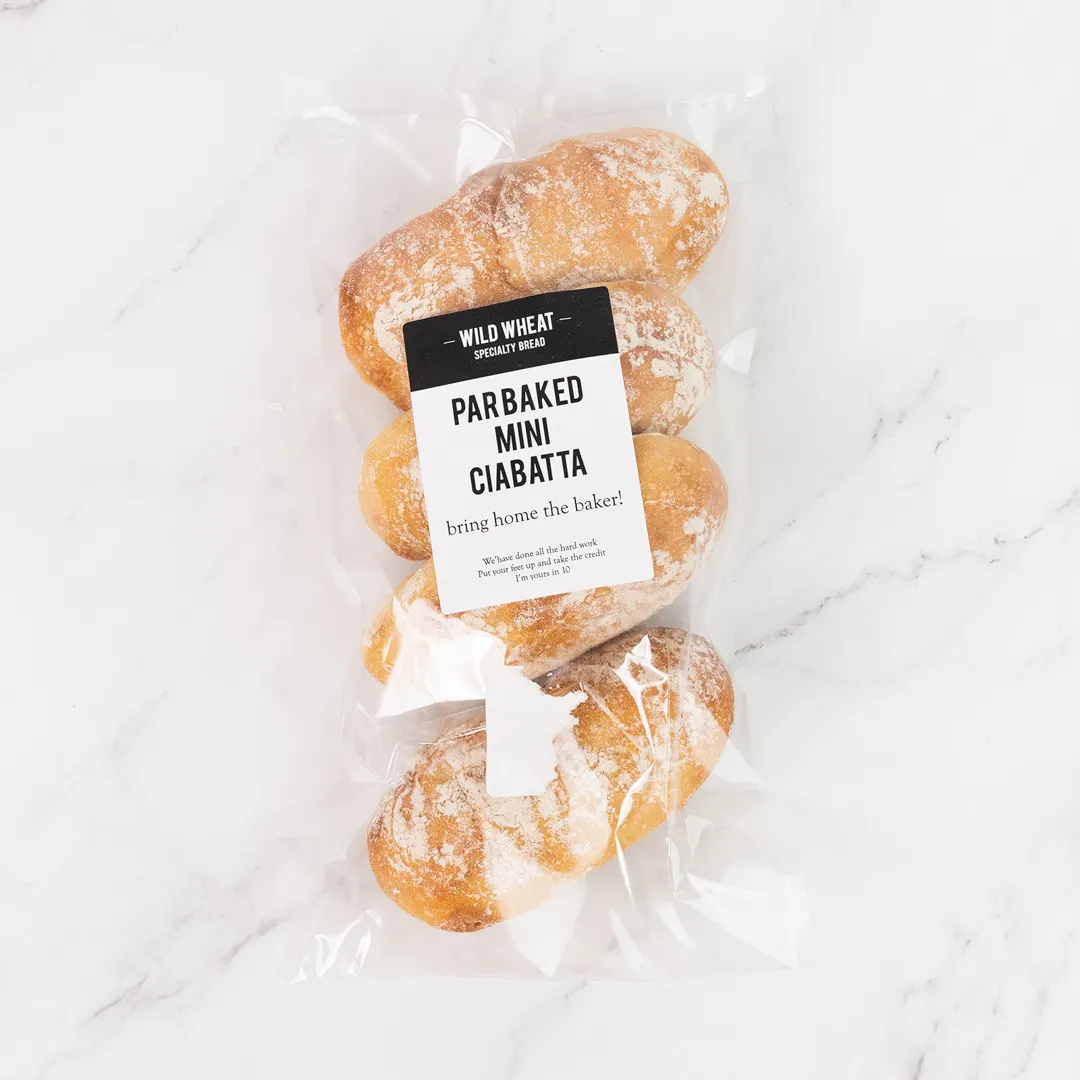 wild wheat mini par baked ciabatta 4 pack