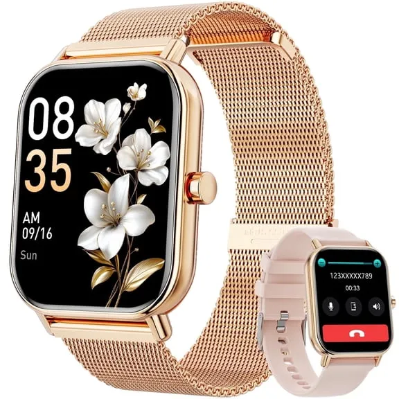 Mingdaln Smart Watch fits for Android and Iphone, IP68 Waterproof, Suitable for Women Men 100+Sports Modes 1.85 inch Fitness Tracker, with Answer/Make Calls/Message Reminder, (Two watch straps)