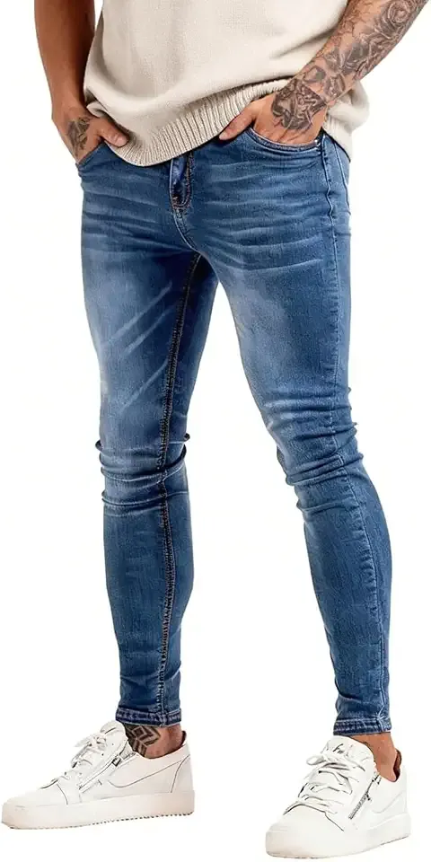 Skinny Jeans Men Slim Fit Stretch Tapered Leg