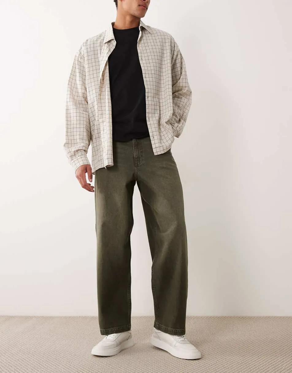ASOS DESIGN loose straight jeans in khaki