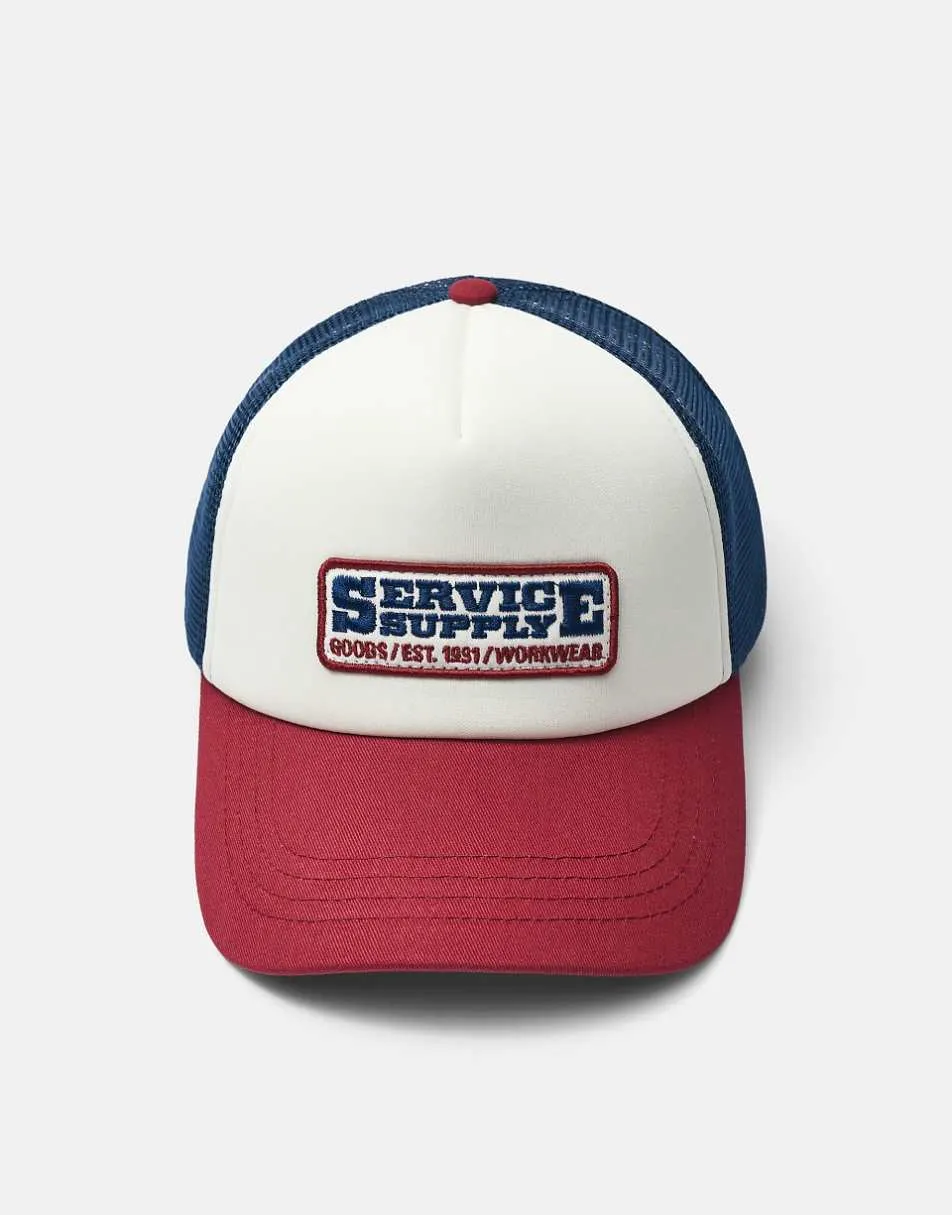 Pull&Bear Service supply trucker cap in red