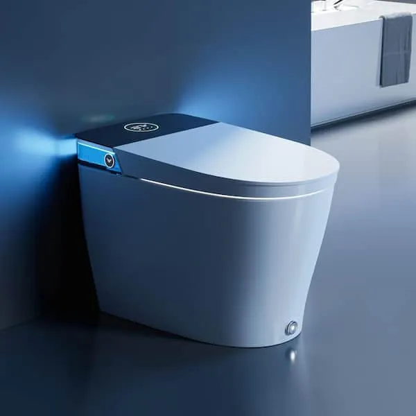 HOROW Elegant Luxury Elongated Smart Bidet Toilet in White w/Surprise Ambient Light, Build-in Tank, Auto Open/Close, UV Light