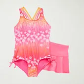 ZeroXposur Big Kid Girls Floral Plus One Piece Swimsuit